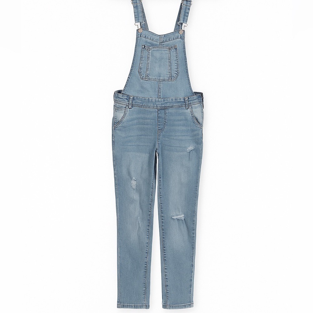 Wallflower Distressed Denim Overalls Medium Y2K Indie Sleaze Light Wash Grunge
